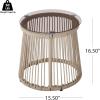 Christopher Knight Home Desna Coffee Table, Patio Glass Round End Table, Outdoor Side Table, Modern/Tropical Patio Accent Piece for Garden/Balcony, Iron Frame + Handwoven Rope Accent, Light Brown
