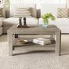 Christopher Knight Home Doran Small Coffee Table with Storage, Modern MDF Square Side Table, Multifunctional Accent Table with Spacious 2-tier Design, Semi-open Design Indoor Furniture, Light Grey Ash