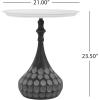 Christopher Knight Home Jorine Accent Side Table, Metal End Table, Round Tabletop, Hand-Hammered Texture Pedestal, Sofa Side Desk, Small Nightstand for Living Room, Easy Assembly, White+Black