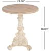 Christopher Knight Home Jorine Round End Table, Vintage Side Table, Wooden Tabletop, Lightweight Concrete Worn Base, Mid-Century Small Accent Coffee Desk for Living Room Bedroom Home Decor, Natural