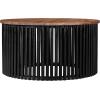 Christopher Knight Home Lemas Acacia Wood Coffee Table, 30″ W Round Modern Sofa Side Table with Wood Base, Modern Indoor Accent Table for Living Room Bedroom Home Office, Natural+Black