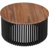 Christopher Knight Home Lemas Acacia Wood Coffee Table, 30″ W Round Modern Sofa Side Table with Wood Base, Modern Indoor Accent Table for Living Room Bedroom Home Office, Natural+Black