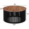 Christopher Knight Home Lemas Acacia Wood Coffee Table and Side Table Set with Wood Base, Modern Indoor Accent Tables for Living Room Bedroom Home Office, Natural+Black, 2 pcs Set