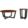 Christopher Knight Home Lemas Acacia Wood Coffee Table and Side Table Set with Wood Base, Modern Indoor Accent Tables for Living Room Bedroom Home Office, Brown+Black, 2 pcs Set
