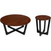 Christopher Knight Home Lemas Acacia Wood Coffee Table and Side Table Set with Wood Base, Modern Indoor Accent Tables for Living Room Bedroom Home Office, Brown+Black, 2 pcs Set