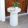 Christopher Knight Home Norvin Patio Lightweight Concrete Terrazzo Coffee Table, Indoor and Outdoor Table for Garden/Backyard/Poolside/Balcony Cafeteria, MGO Outdoor Side Table with No Assembly,White