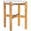 Christopher Knight Home Seeley Patio Acacia Wood Coffee Table, Indoor/Outdoor Table for Garden/Backyard/Poolside/Balcony Cafeteria, Lightweight Concrete Round Top Outdoor Side Table, Milky White+Teak