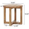 Christopher Knight Home Selma Acacia Wood Outdoor Side Table, Decorative Rectangular Small Accent Table, Weather Resistant Patio End Table for Balcony Beach Pool Side, Slatted Design, Natural Stained(Hamel circular With Teak Finish)