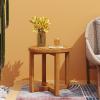 Christopher Knight Home Selma Acacia Wood Outdoor Side Table, Decorative Rectangular Small Accent Table, Weather Resistant Patio End Table for Balcony Beach Pool Side, Slatted Design, Natural Stained(Hamel circular With Teak Finish)