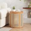 Christopher Knight Home Aurl 15.70″ Round End Table, Hollow Woven Side Table, Small Rubber Wood Nightstand, Rattan Woven Tea Desk, Round Wood Tabletop, Chic Home Deor Desk, Easy Assembly, Natural(Natural)