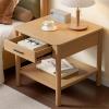 Christopher Knight Home Aurl Rectangular End Table, Wooden Side Table with Drawer, Nightstand with 1 Open Shelf Storage, Item Organize Desk, Sofa Side Tables for Living Room Bedroom, Natural