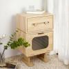 Christopher Knight Home Aurl Storage End Table, Tall Side Table, Robot Design, Rotating Tabletop, 2 Storage Drawers, Spacious Space for Organize, Wooden Nightstand for Living Room Bedroom, Natural