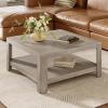 Christopher Knight Home Doran Small Coffee Table with Storage, Modern MDF Square Side Table, Multifunctional Accent Table with Spacious 2-tier Design, Semi-open Design Indoor Furniture, Light Grey Ash
