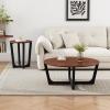Christopher Knight Home Lemas Acacia Wood Coffee Table and Side Table Set with Wood Base, Modern Indoor Accent Tables for Living Room Bedroom Home Office, Brown+Black, 2 pcs Set