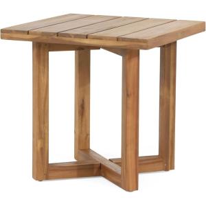 Christopher Knight Home Selma Acacia Wood Outdoor Side Table, Decorative Rectangular Small Accent Table, Weather Resistant Patio End Table for Balcony Beach Pool Side, Slatted Design, Natural Stained(Teak)