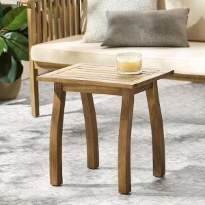 Christopher Knight Home Selma Acacia Wood Outdoor Side Table, Decorative Rectangular Small Accent Table, Weather Resistant Patio End Table for Balcony Beach Pool Side, Slatted Design, Natural Stained(Natural Stained)