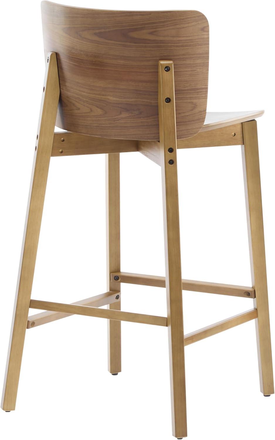 image:imageChristopher Knight Home Alice lndoor Barstool Set of 2 Rubberwood Frame Counter Height Stool with LowProfile Backrest for Bar TableKitchen Island Wooden Dining Chair with Footrest Brown Walnut