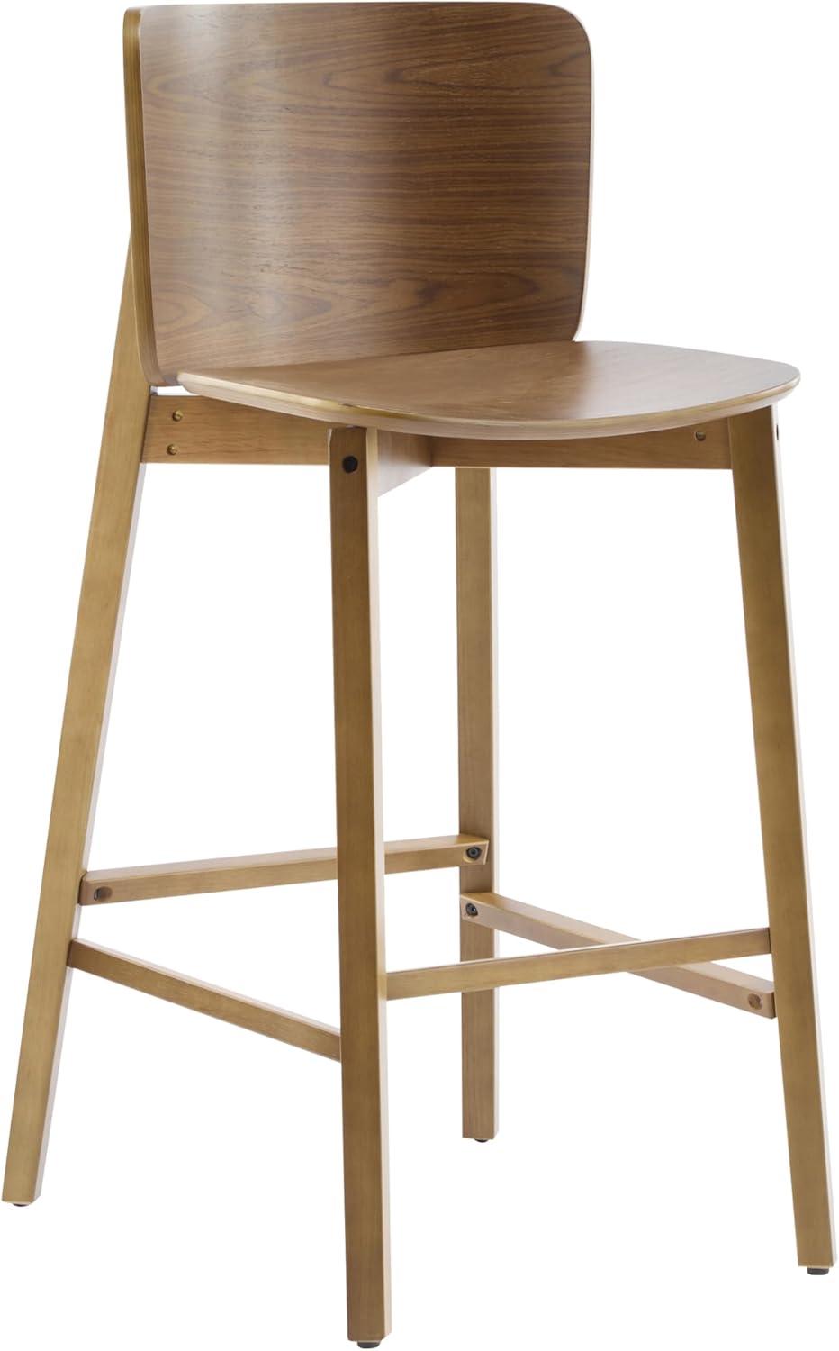 image:imageChristopher Knight Home Alice lndoor Barstool Set of 2 Rubberwood Frame Counter Height Stool with LowProfile Backrest for Bar TableKitchen Island Wooden Dining Chair with Footrest Brown Walnut