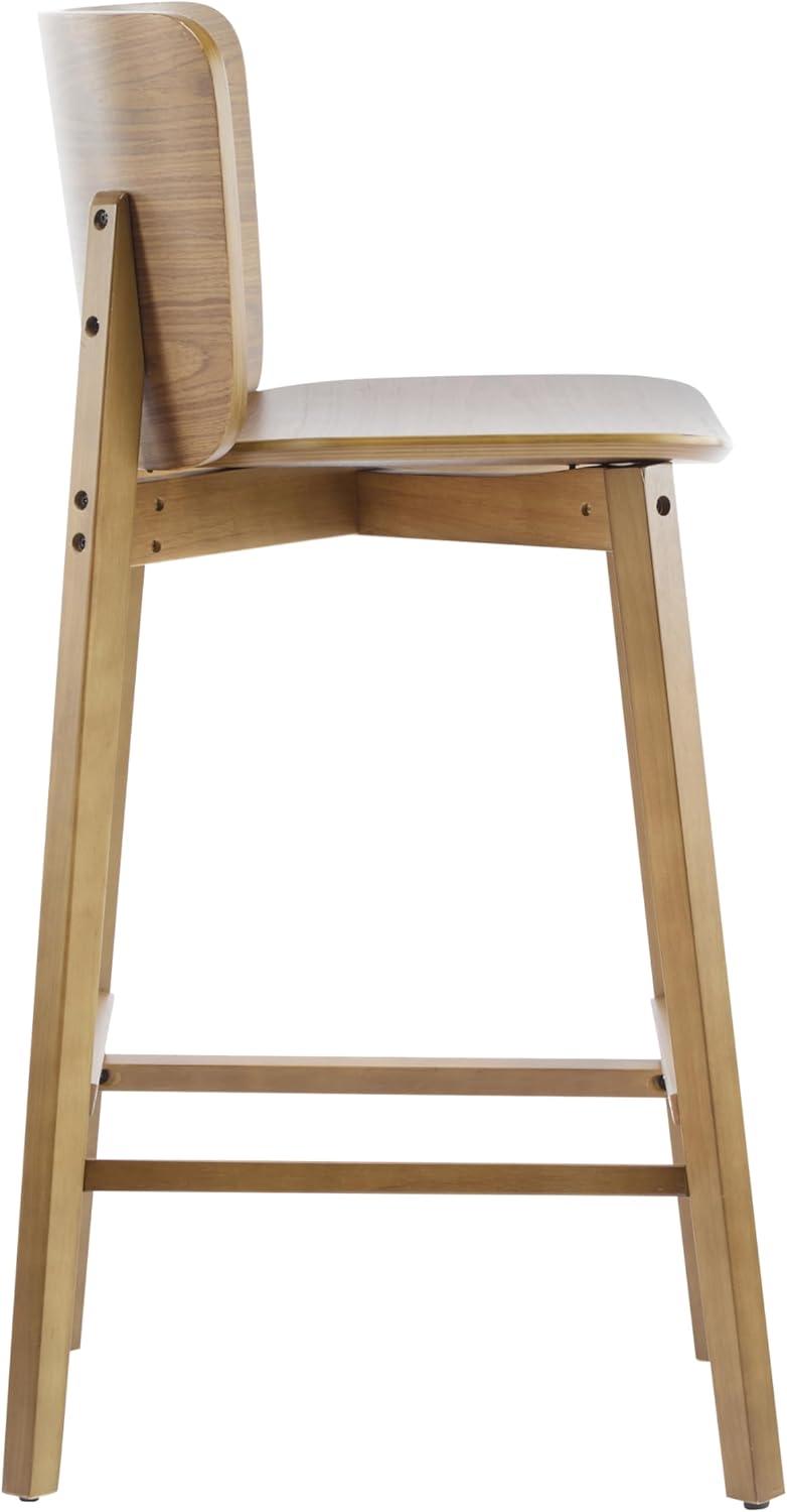 image:imageChristopher Knight Home Alice lndoor Barstool Set of 2 Rubberwood Frame Counter Height Stool with LowProfile Backrest for Bar TableKitchen Island Wooden Dining Chair with Footrest Brown Walnut