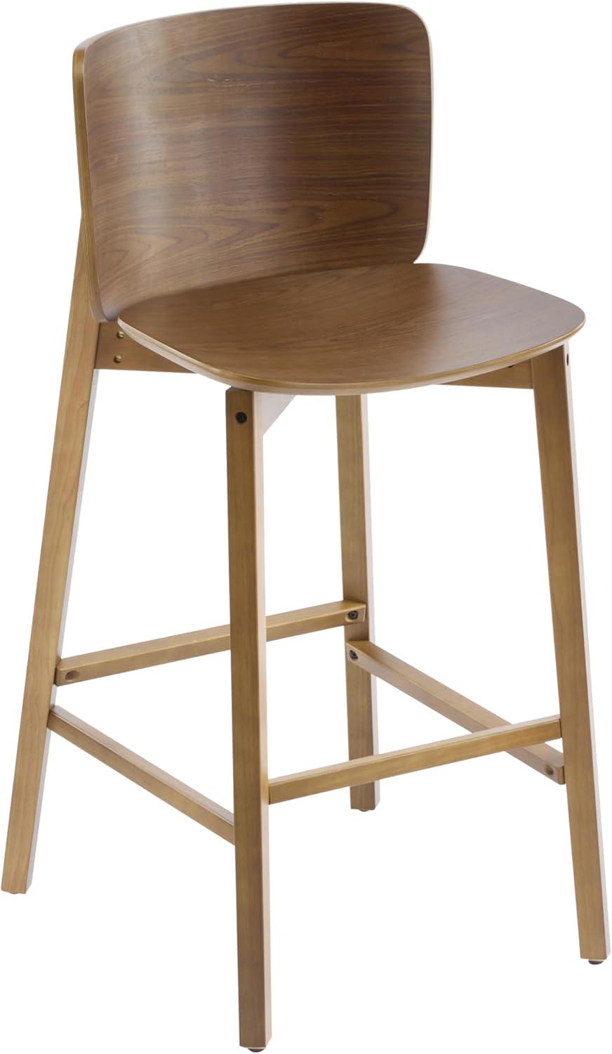 image:imageChristopher Knight Home Alice lndoor Barstool Set of 2 Rubberwood Frame Counter Height Stool with LowProfile Backrest for Bar TableKitchen Island Wooden Dining Chair with Footrest Brown Walnut