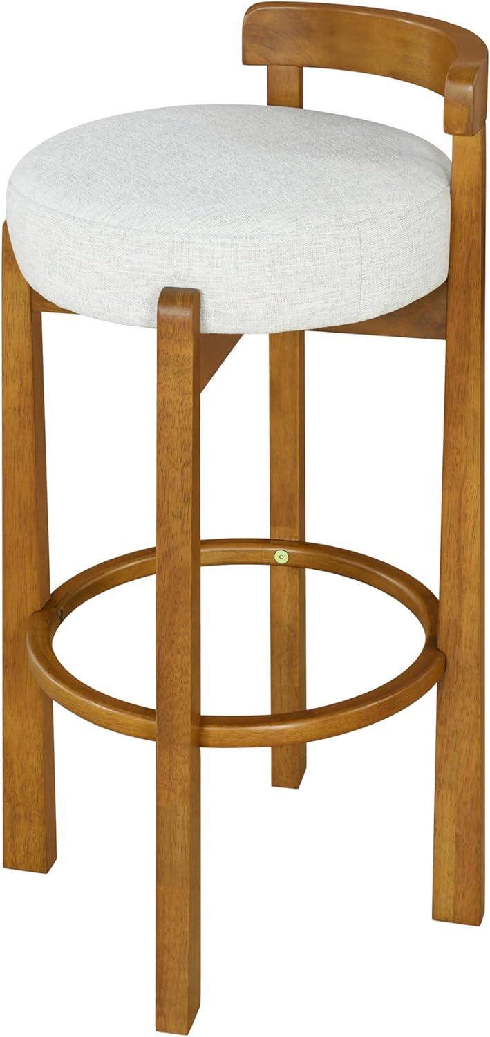 image:imageChristopher Knight Home Athe Set of 2 Indoor Wooden Low Back Barstool Rubberwood Frame Bar Chair Seat Cushion Counter Height Stool Bar Stools for Kitchen Island White amp WalnutIvory Walnut