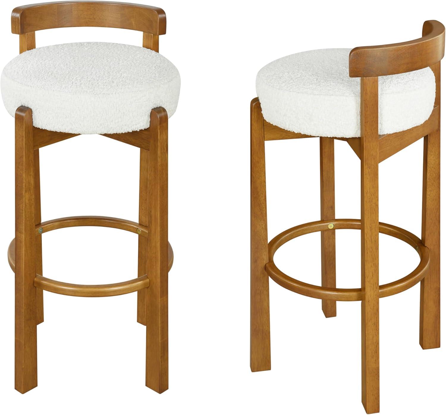 image:imageChristopher Knight Home Athe Set of 2 Indoor Wooden Low Back Barstool Rubberwood Frame Bar Chair Seat Cushion Counter Height Stool Bar Stools for Kitchen Island White amp WalnutWhite Walnut
