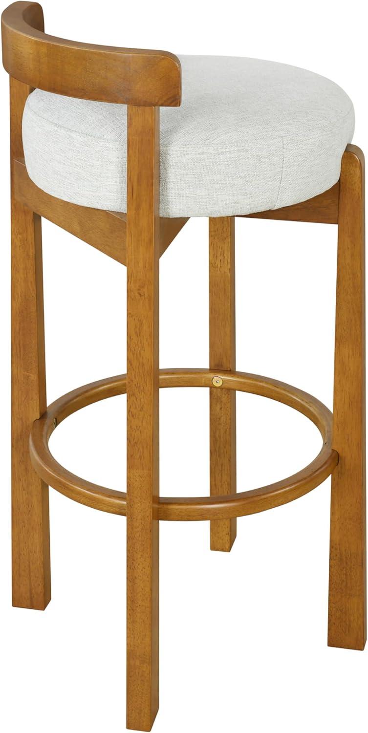 image:imageChristopher Knight Home Athe Set of 2 Indoor Wooden Low Back Barstool Rubberwood Frame Bar Chair Seat Cushion Counter Height Stool Bar Stools for Kitchen Island White amp WalnutIvory Walnut
