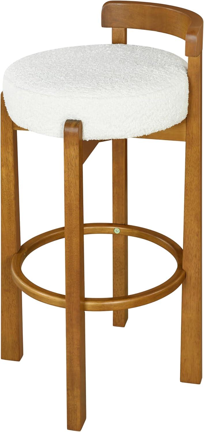 image:imageChristopher Knight Home Athe Set of 2 Indoor Wooden Low Back Barstool Rubberwood Frame Bar Chair Seat Cushion Counter Height Stool Bar Stools for Kitchen Island White amp WalnutWhite Walnut
