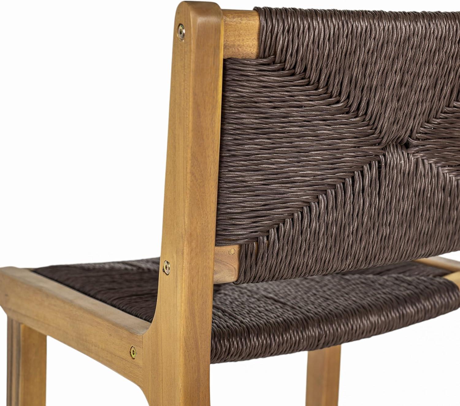 image:imageChristopher Knight Home Beryl Patio Barstool Set of 2 Outdoor Counter Height Stool with Wood Frame and Natural PE Wicker Bar Stool with BackrestFootrest for Backyard Balcony Garden Light TeakTeak Dark Brown