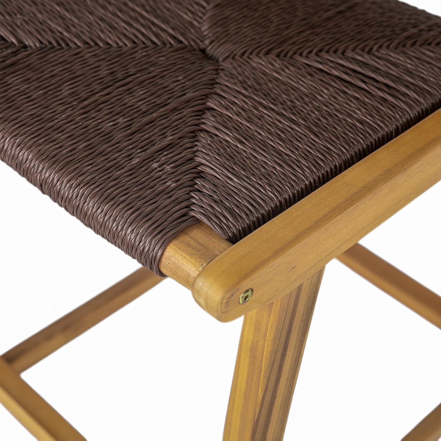 image:imageChristopher Knight Home Beryl Patio Barstool Set of 2 Outdoor Counter Height Stool with Wood Frame and Natural PE Wicker Bar Stool with BackrestFootrest for Backyard Balcony Garden Light TeakTeak Dark Brown