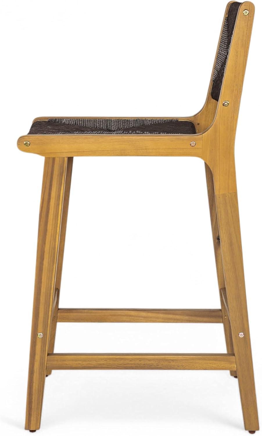 image:imageChristopher Knight Home Beryl Patio Barstool Set of 2 Outdoor Counter Height Stool with Wood Frame and Natural PE Wicker Bar Stool with BackrestFootrest for Backyard Balcony Garden Light TeakTeak Dark Brown