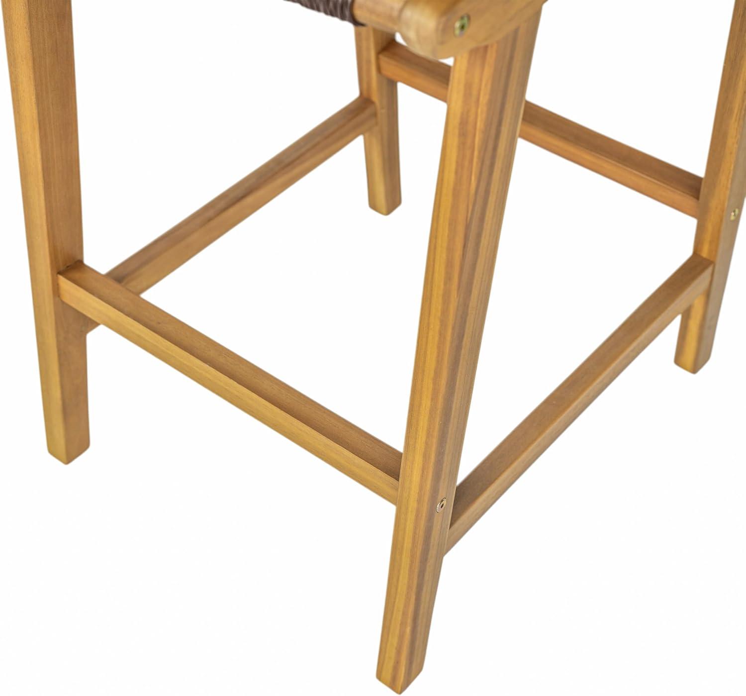 image:imageChristopher Knight Home Beryl Patio Barstool Set of 2 Outdoor Counter Height Stool with Wood Frame and Natural PE Wicker Bar Stool with BackrestFootrest for Backyard Balcony Garden Light TeakTeak Dark Brown