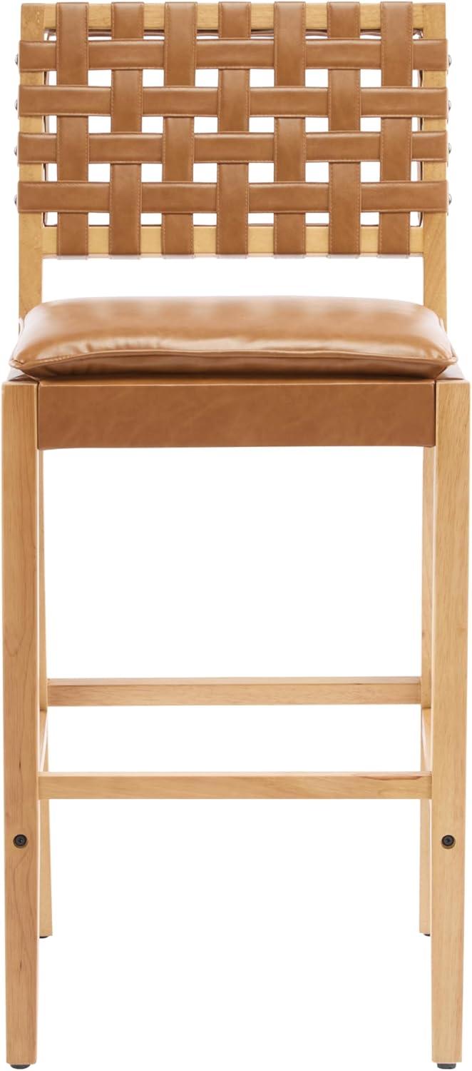 image:imageChristopher Knight Home Caitlyn lndoor Barstool Set of 2 Counter Height Stool with FootrestBackrest for Bar Table Natural Rubberwood Frame with Faux Leather Upholstery Counter Stool BrownNatural