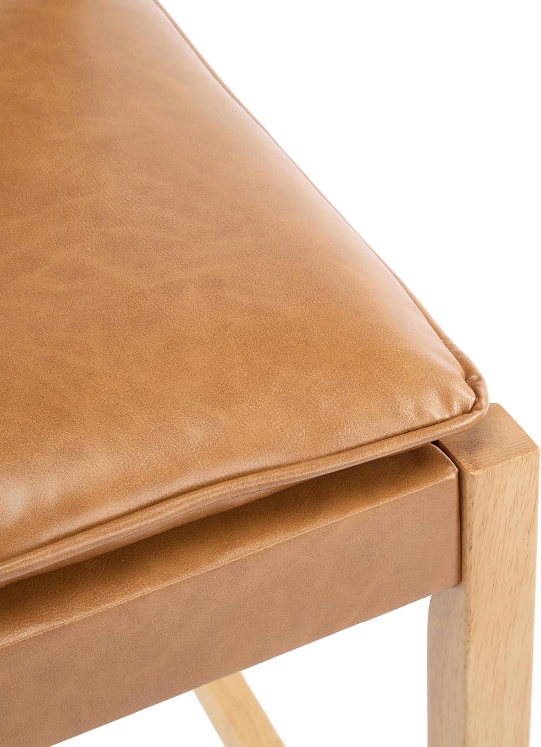 image:imageChristopher Knight Home Caitlyn lndoor Barstool Set of 2 Counter Height Stool with FootrestBackrest for Bar Table Natural Rubberwood Frame with Faux Leather Upholstery Counter Stool BrownNatural