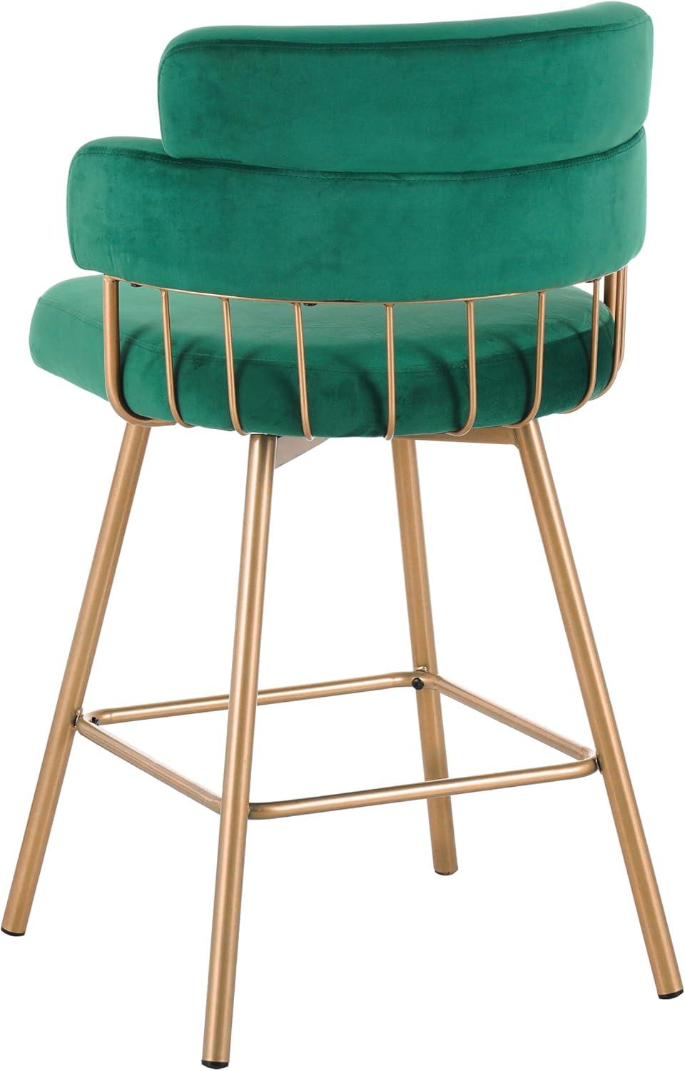 image:imageChristopher Knight Home Marin Counter Height Bar Stools Set of 2 180 Swivel Upholstered Barstools with Backs and Metal Legs Dining Room Chairs Counter Height Stools with Footrest Green GoldenGreen Golden