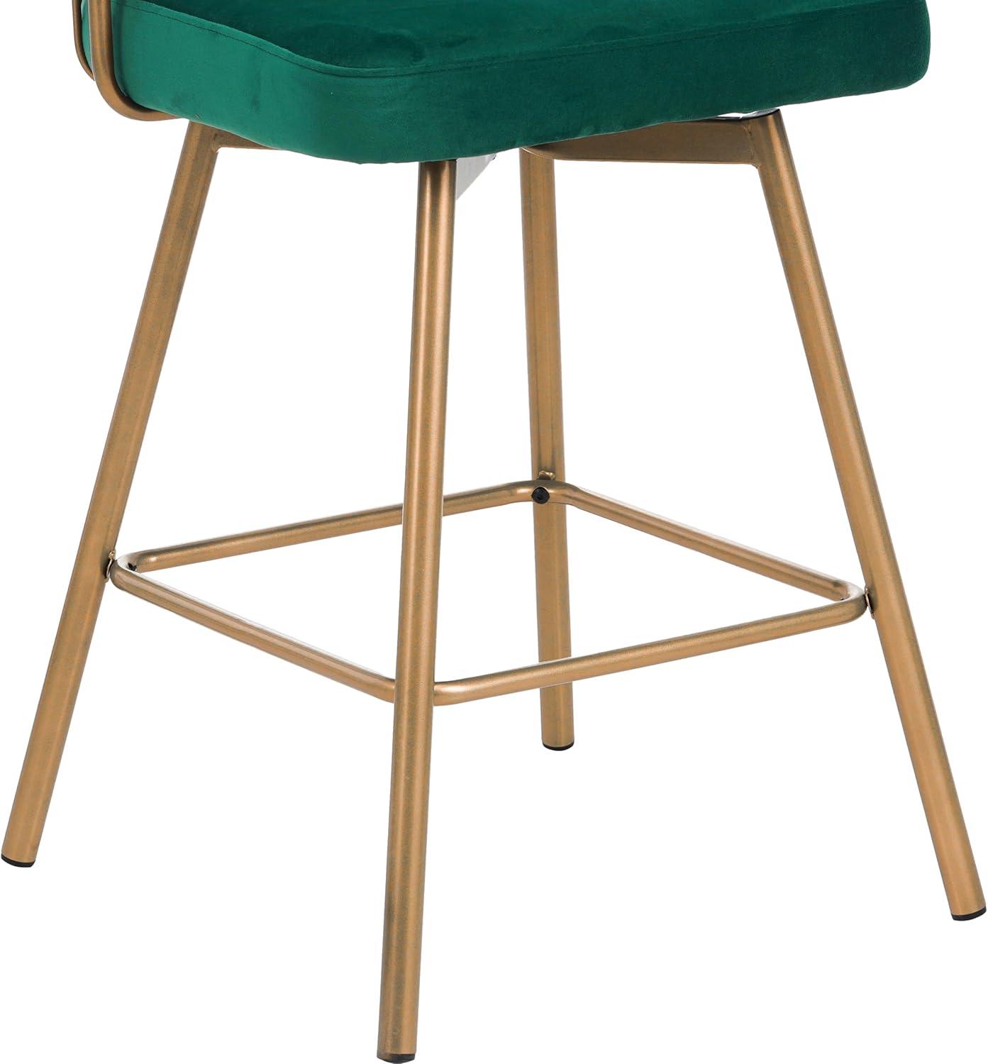 image:imageChristopher Knight Home Marin Counter Height Bar Stools Set of 2 180 Swivel Upholstered Barstools with Backs and Metal Legs Dining Room Chairs Counter Height Stools with Footrest Green GoldenGreen Golden