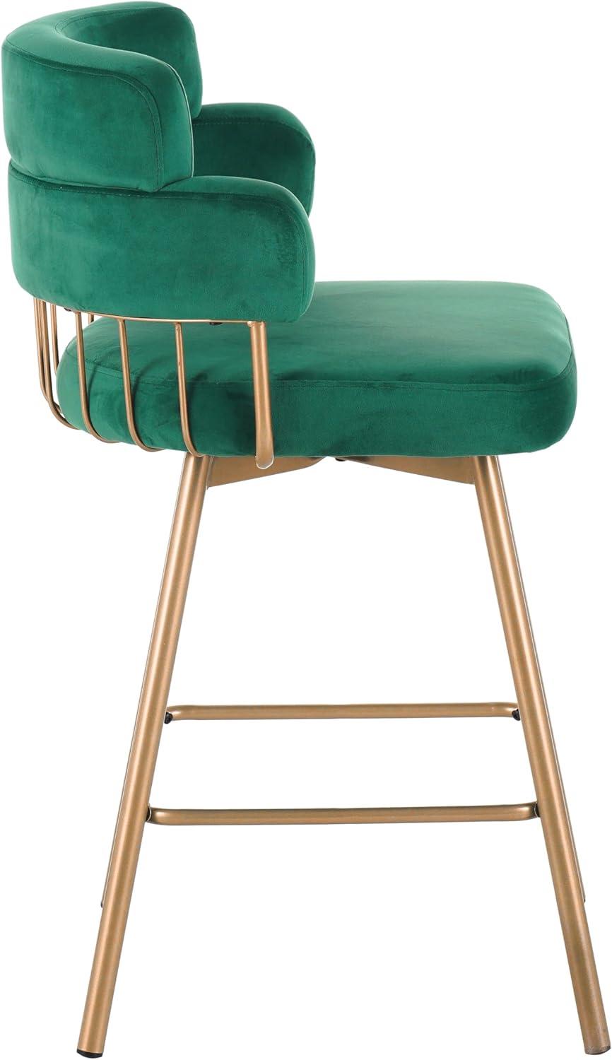 image:imageChristopher Knight Home Marin Counter Height Bar Stools Set of 2 180 Swivel Upholstered Barstools with Backs and Metal Legs Dining Room Chairs Counter Height Stools with Footrest Green GoldenGreen Golden