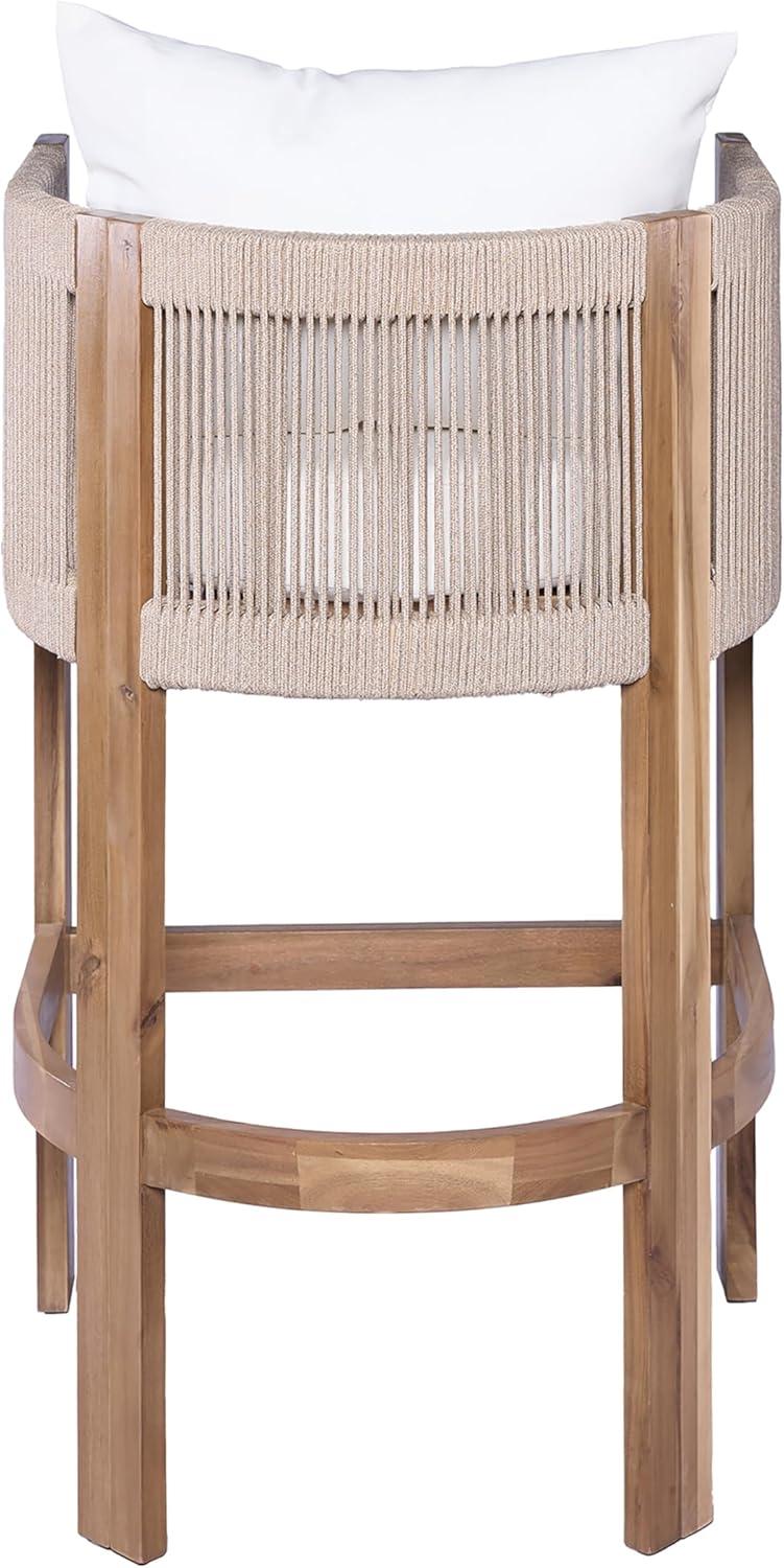 image:imageChristopher Knight Home Matera Outdoor Counter Height Bar Stools Set of 2 Barstool for Kitchen Island Acacia Wood Counter Stool with FootrestRemovable CushionDining Chair for Bar TableTeak Beige