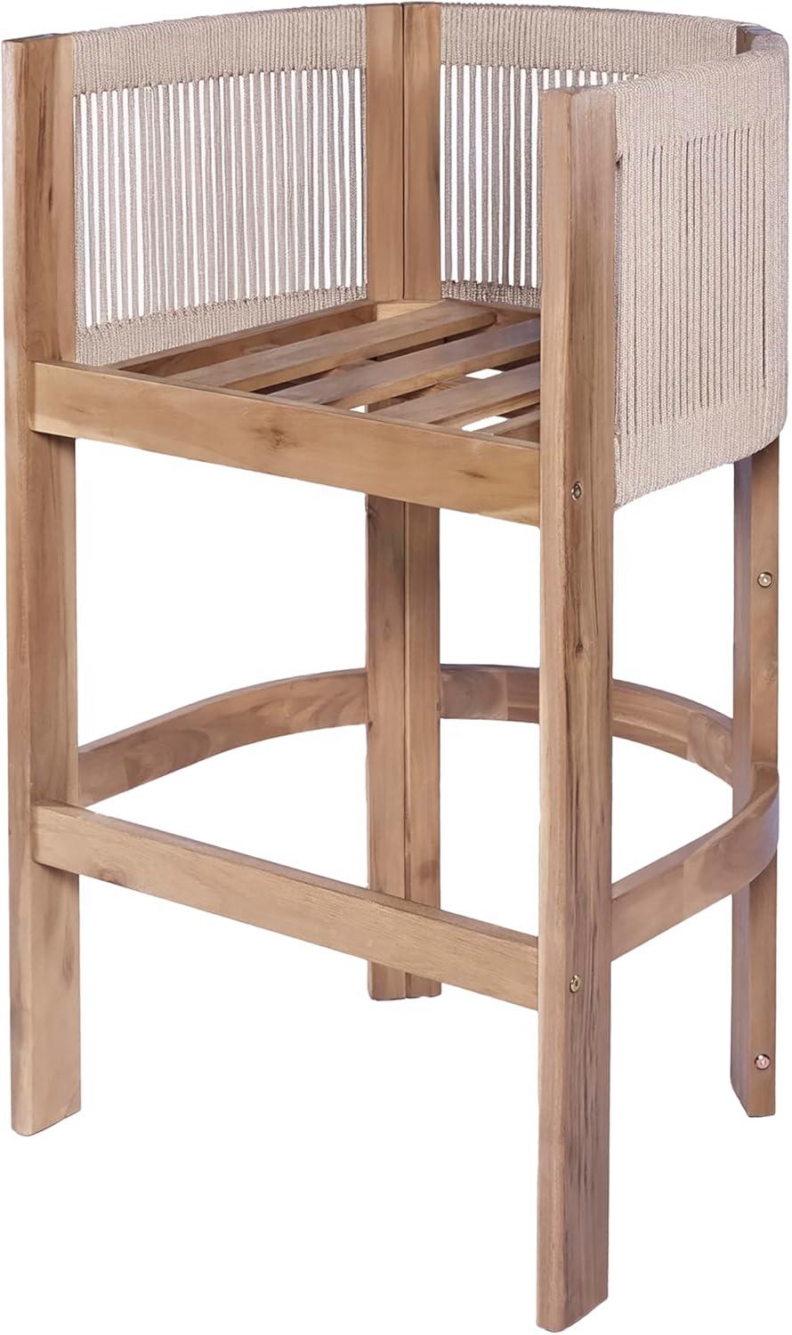 image:imageChristopher Knight Home Matera Outdoor Counter Height Bar Stools Set of 2 Barstool for Kitchen Island Acacia Wood Counter Stool with FootrestRemovable CushionDining Chair for Bar TableTeak Beige