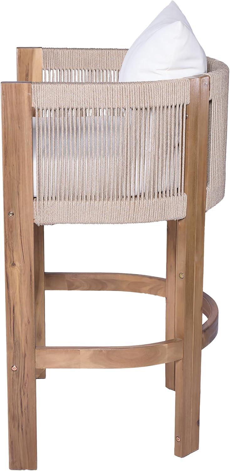 image:imageChristopher Knight Home Matera Outdoor Counter Height Bar Stools Set of 2 Barstool for Kitchen Island Acacia Wood Counter Stool with FootrestRemovable CushionDining Chair for Bar TableTeak Beige