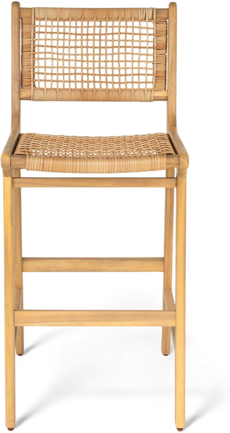 image:imageChristopher Knight Home Merry Patio Acacia Wood Bar Stool Set of 2 Counter Height Barstool Set for Bar TableHandwoven Wicker Kitchen Island Dining ChairWooden Counter Stool with FootrestLight Teak