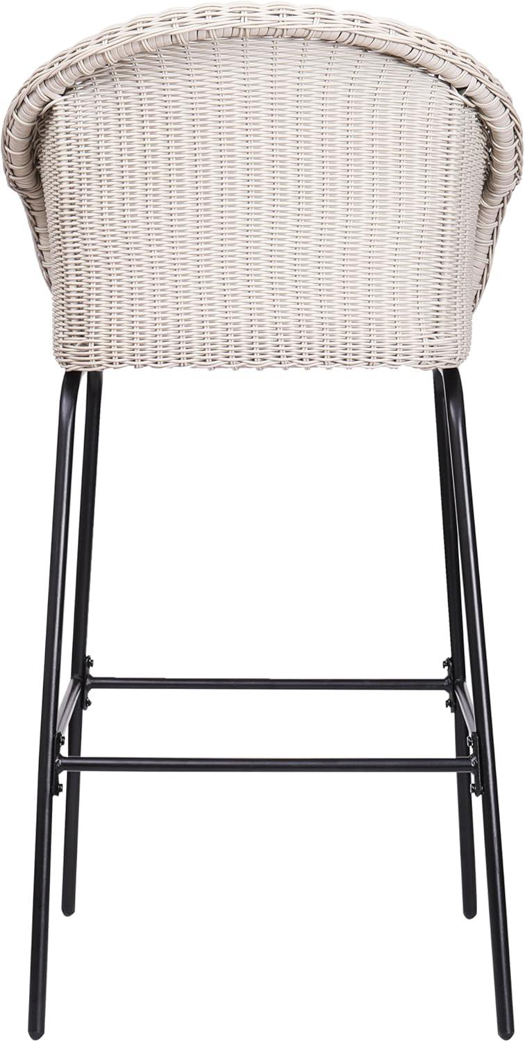 image:imageChristopher Knight Home Rekkles Patio Barstool Set of 2 PE Rattan Outdoor Counter Height Stool Set for Bar Table Metal Frame Barstool for Backyard Balcony Garden Black Light GrayBlack Light Gray