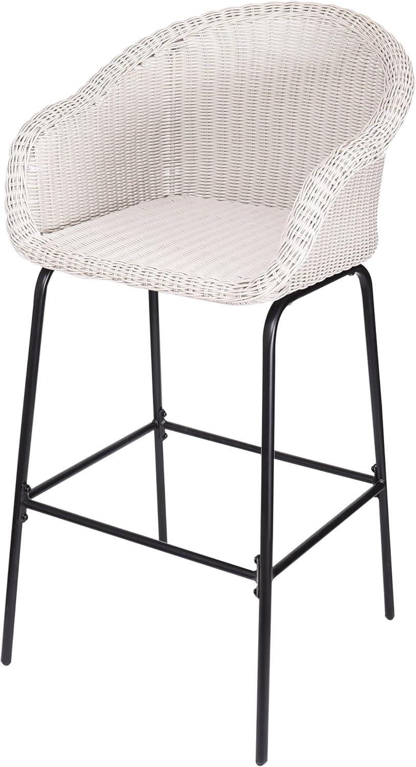image:imageChristopher Knight Home Rekkles Patio Barstool Set of 2 PE Rattan Outdoor Counter Height Stool Set for Bar Table Metal Frame Barstool for Backyard Balcony Garden Black Light GrayBlack Light Gray