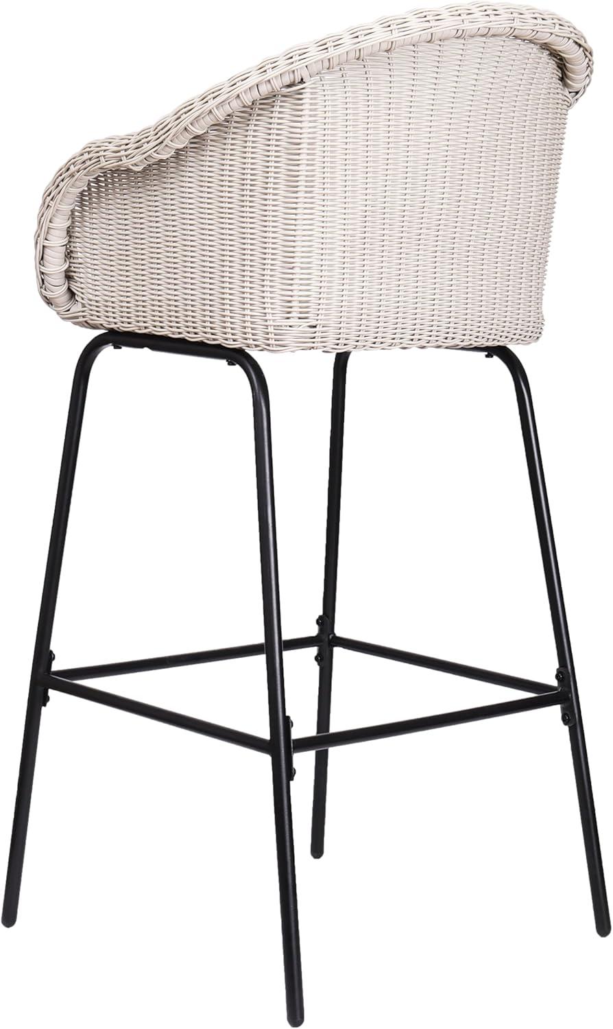 image:imageChristopher Knight Home Rekkles Patio Barstool Set of 2 PE Rattan Outdoor Counter Height Stool Set for Bar Table Metal Frame Barstool for Backyard Balcony Garden Black Light GrayBlack Light Gray