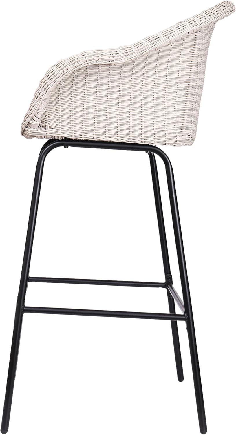 image:imageChristopher Knight Home Rekkles Patio Barstool Set of 2 PE Rattan Outdoor Counter Height Stool Set for Bar Table Metal Frame Barstool for Backyard Balcony Garden Black Light GrayBlack Light Gray
