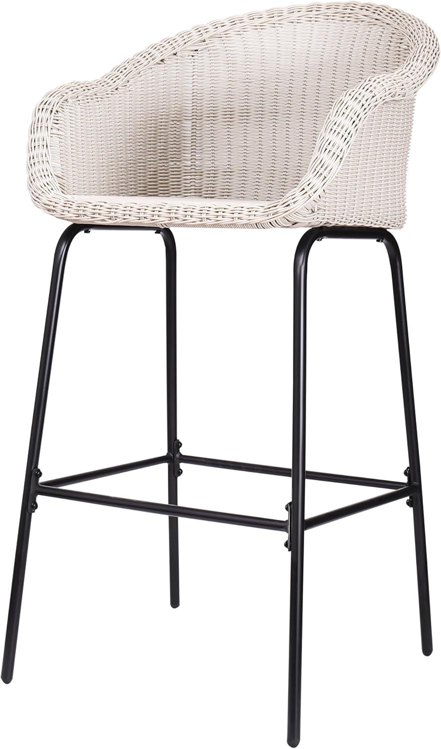 image:imageChristopher Knight Home Rekkles Patio Barstool Set of 2 PE Rattan Outdoor Counter Height Stool Set for Bar Table Metal Frame Barstool for Backyard Balcony Garden Black Light GrayBlack Light Gray