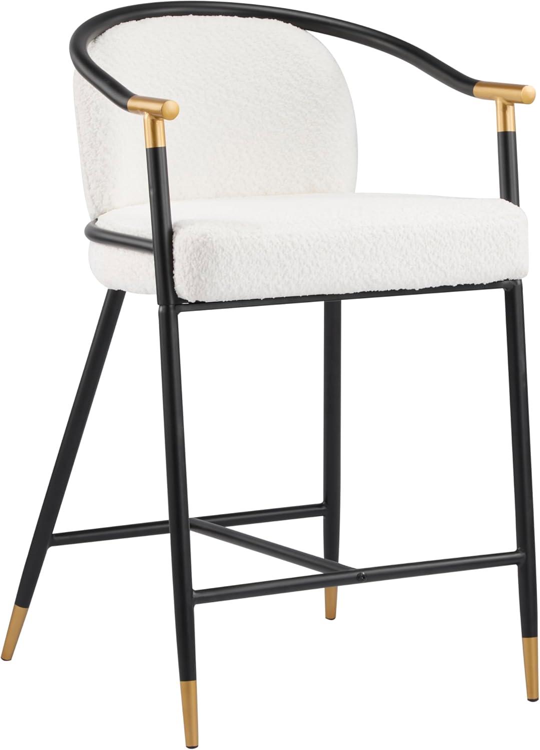 image:imageChristopher Knight Home Set of 2 Varus 26 H Iron Frame Counter Stool Dining RoomKitchen Island Barstool with FootrestBackrest Boucle Upholstered Accent Chairs for Kitchen Counter AlmondBlackBeige Black Gold
