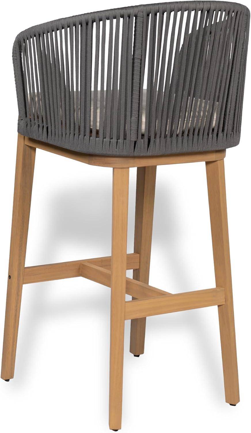 image:imageChristopher Knight Home Zax Set of 2 Patio Barstool Acacia Wood amp Rope Outdoor Counter Stool with BackrestFootrest Barstool Chairs with Cushion Seating for Backyard Balcony Garden Beige TeakBeige Gray Teak