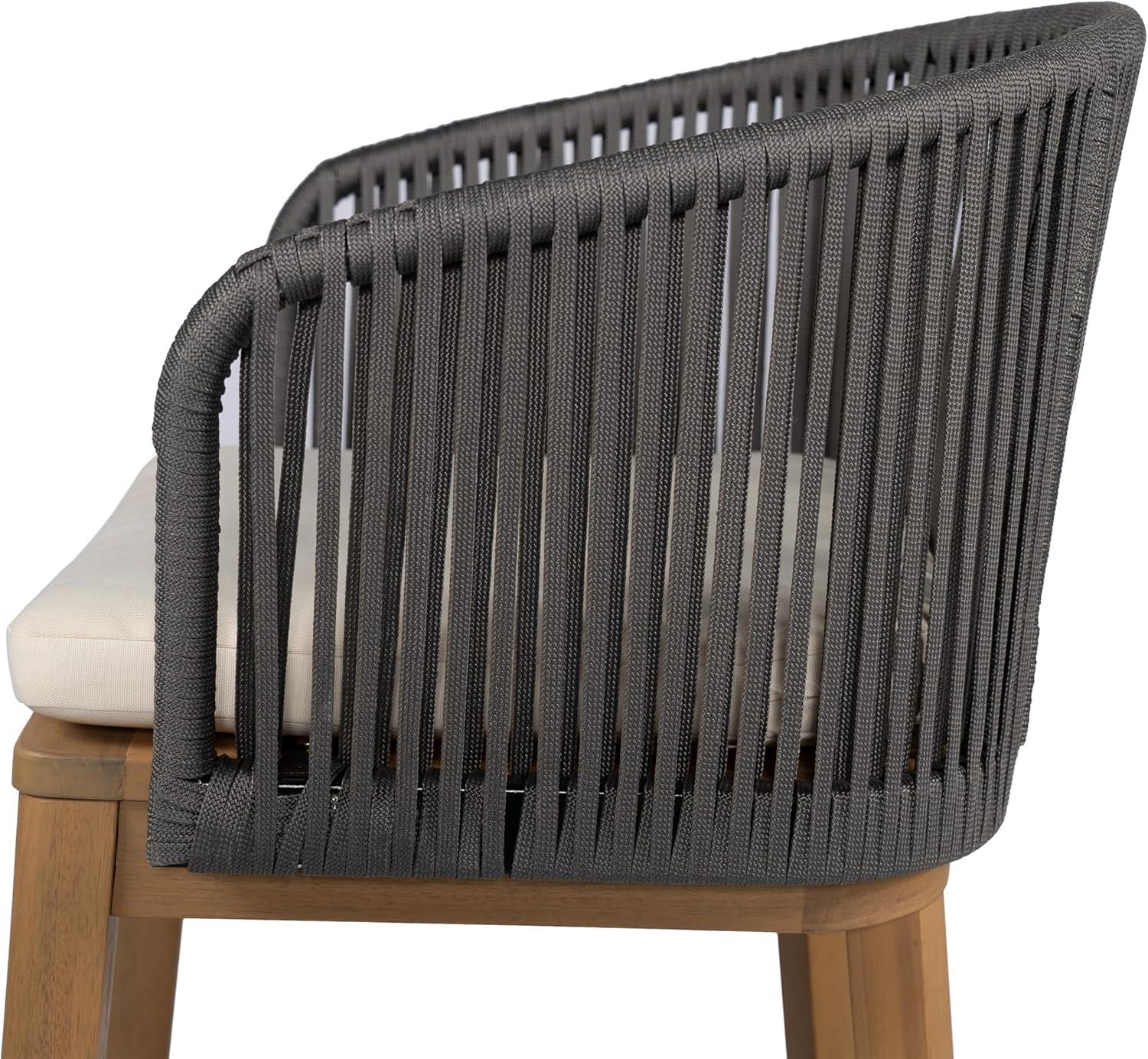 image:imageChristopher Knight Home Zax Set of 2 Patio Barstool Acacia Wood amp Rope Outdoor Counter Stool with BackrestFootrest Barstool Chairs with Cushion Seating for Backyard Balcony Garden Beige TeakBeige Gray Teak