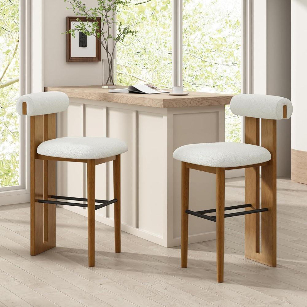 image:imageChristopher Knight Home Irene Set of 2 Indoor Wooden Barstool Ergonomic Walnut Finished Bar Chairs Sturdy Rubberwood Frame Counter Stool Bar Stools for Kitchen Island Ivory amp WalnutWhite Walnut